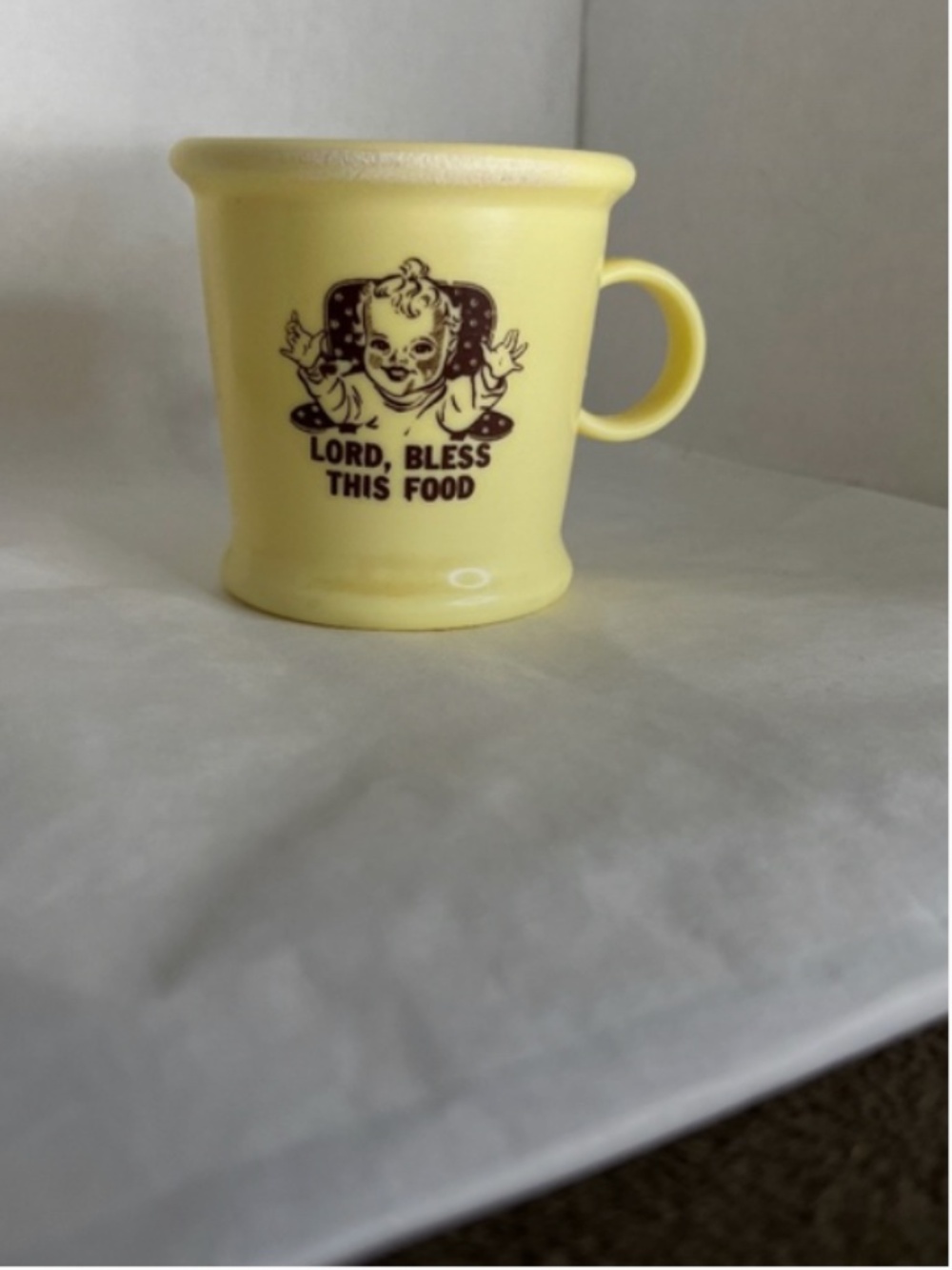 Vintage Baby Plastic Drinking Cup Yellow Child's Toddler Nostalgic Childhood Cup